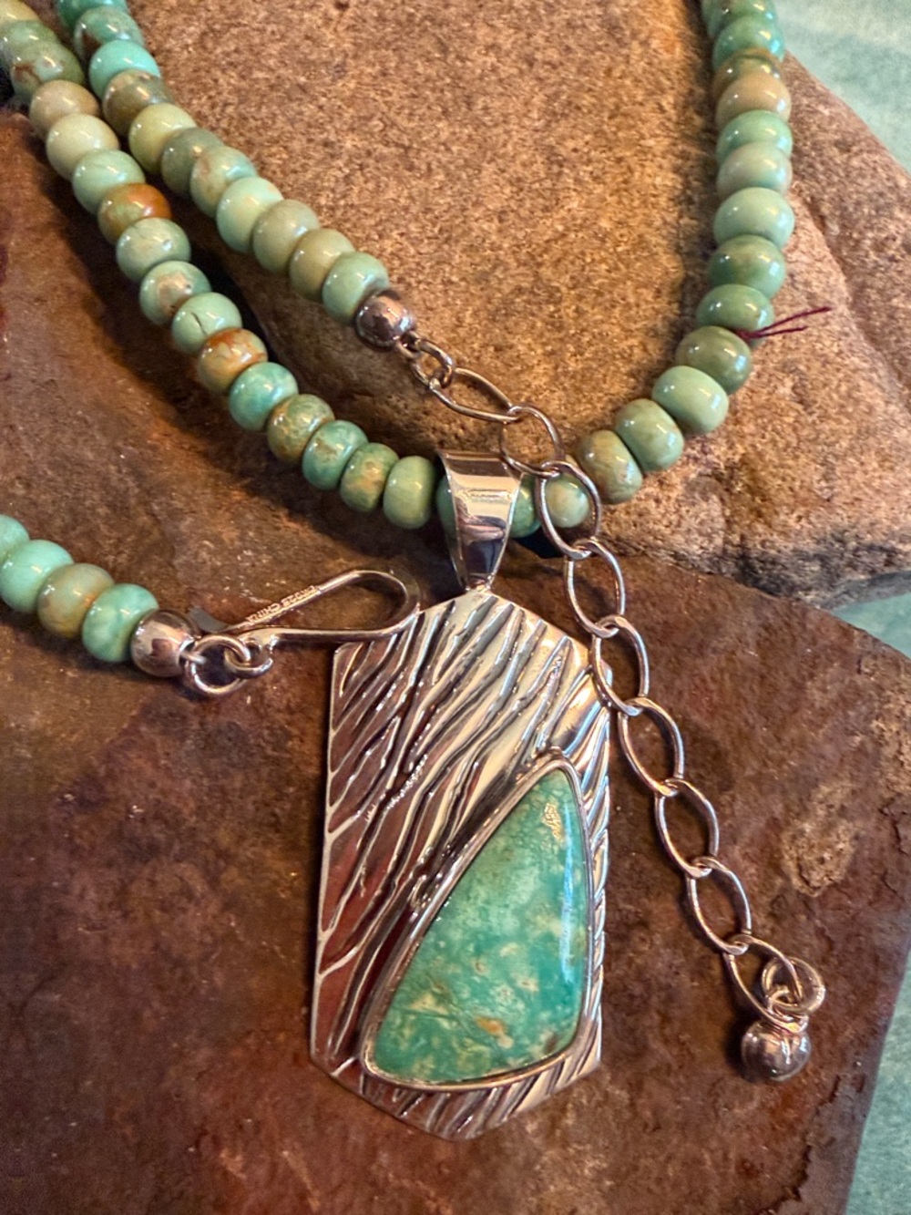 Jay King Turquoise & Sterling Pendant Necklace - (224)